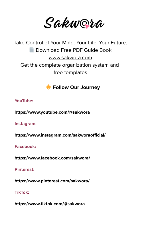 The Ultimate Sakwora Life Planner - Digital PDF | Mind, Time, Health, Money & Vision Organizer + FREE 66-Page Organization System - Image 3